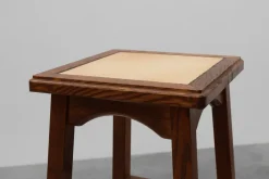 Clearance Pamono 20th Century Rustic Wooden Side Tables with Ceramic Tile Top, France, 1940s, Set of 2
