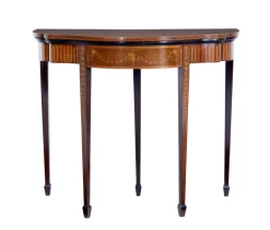 Pamono 19th Century Sheraton Revival Inlaid Mahogany Card Table, 1880> Game Tables