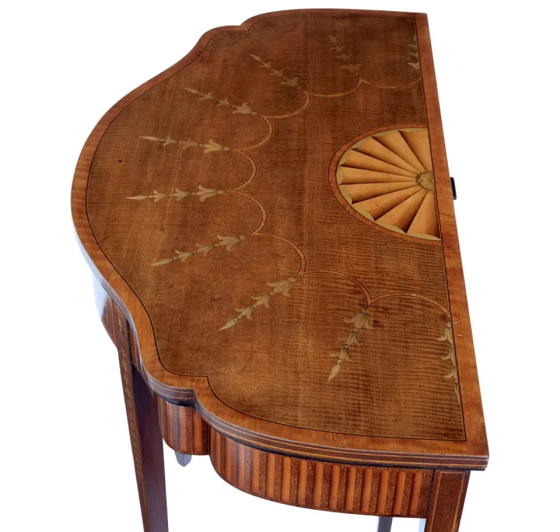 Pamono 19th Century Sheraton Revival Inlaid Mahogany Card Table, 1880> Game Tables
