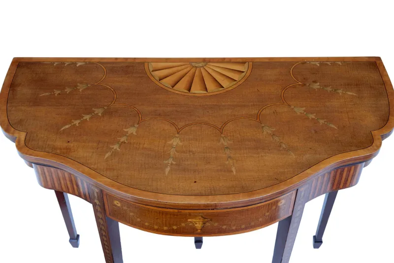Pamono 19th Century Sheraton Revival Inlaid Mahogany Card Table, 1880> Game Tables