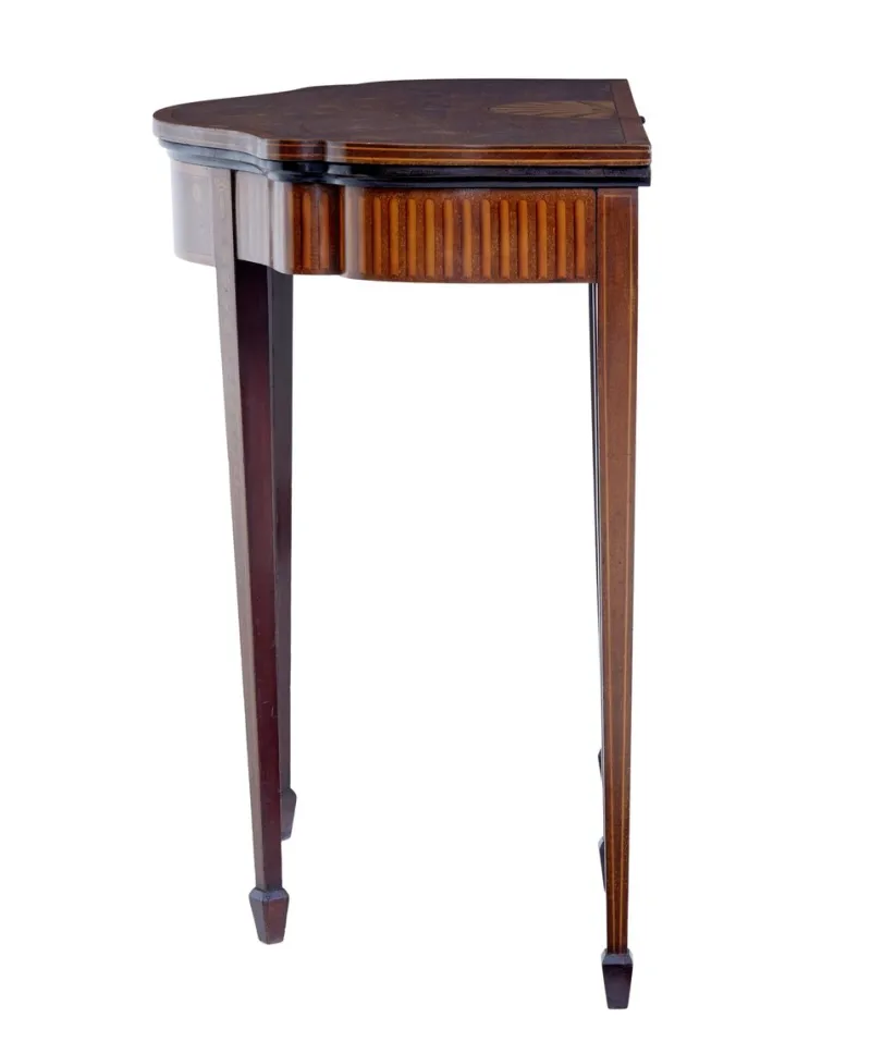 Pamono 19th Century Sheraton Revival Inlaid Mahogany Card Table, 1880> Game Tables