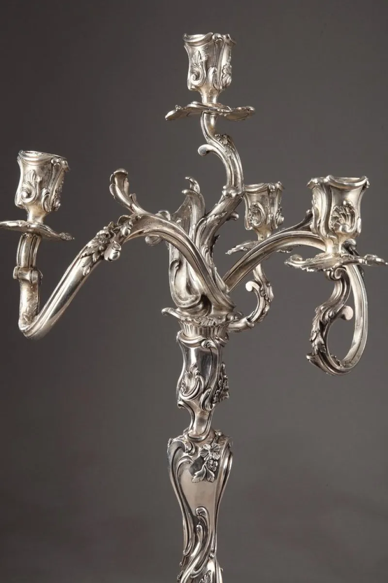 Pamono 19th Century Silver Candelabra from Boin Taburet, Set of 2> Candleholders