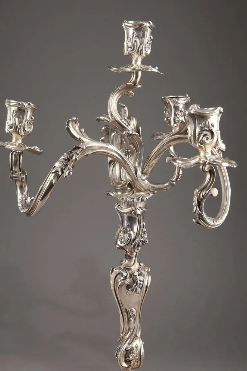 Pamono 19th Century Silver Candelabra from Boin Taburet, Set of 2> Candleholders