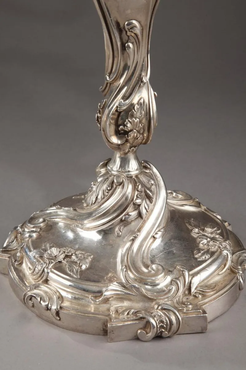 Pamono 19th Century Silver Candelabra from Boin Taburet, Set of 2> Candleholders