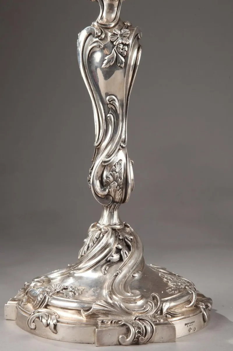 Pamono 19th Century Silver Candelabra from Boin Taburet, Set of 2> Candleholders