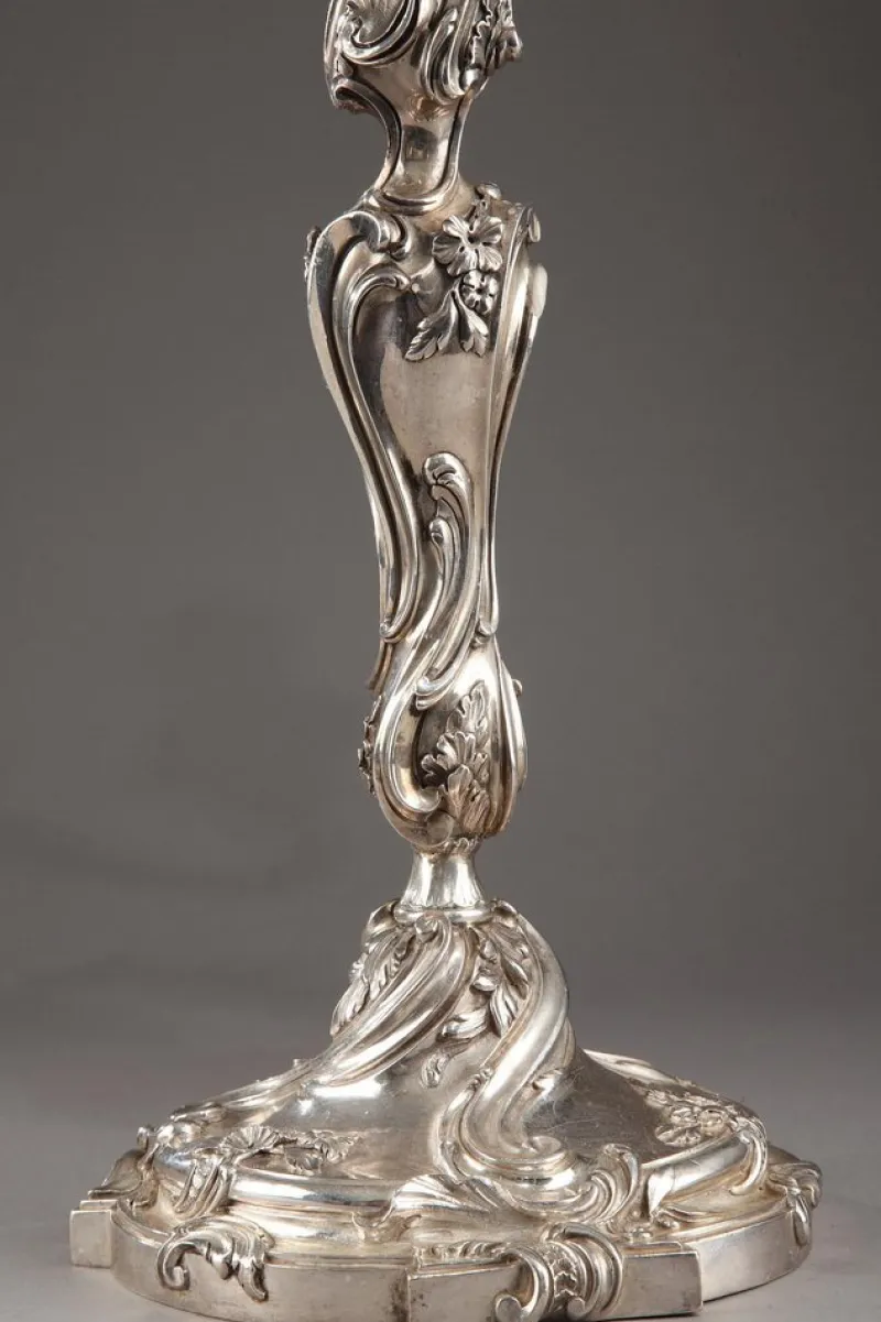 Pamono 19th Century Silver Candelabra from Boin Taburet, Set of 2> Candleholders