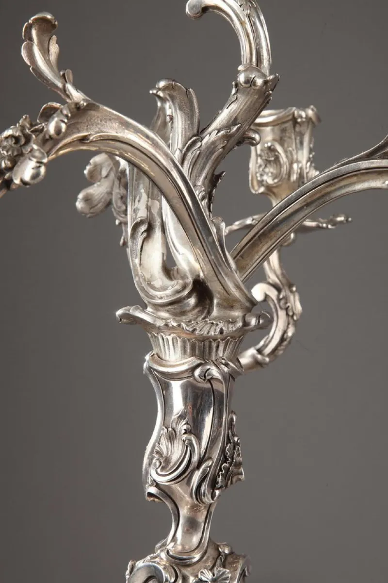 Pamono 19th Century Silver Candelabra from Boin Taburet, Set of 2> Candleholders