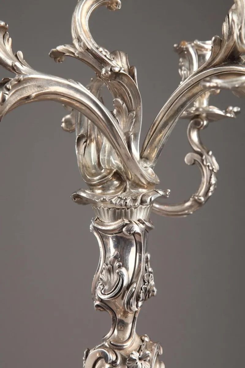 Pamono 19th Century Silver Candelabra from Boin Taburet, Set of 2> Candleholders