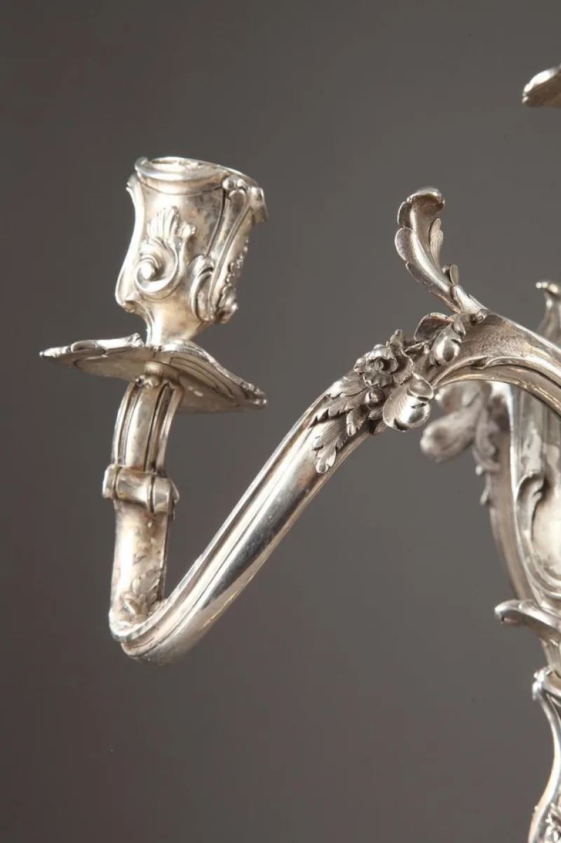 Pamono 19th Century Silver Candelabra from Boin Taburet, Set of 2> Candleholders