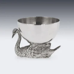 Discount Pamono 20th Century Silver Swan Shaped Salt & Spoon, London, 1992, Set of 2