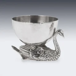 Discount Pamono 20th Century Silver Swan Shaped Salt & Spoon, London, 1992, Set of 2