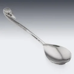 Discount Pamono 20th Century Silver Swan Shaped Salt & Spoon, London, 1992, Set of 2