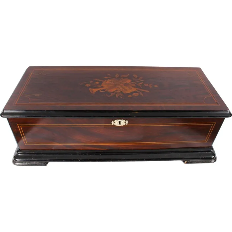 Pamono 19th Century Swiss 8 Air Gonçalo Alves Musical Box> Trunks Crates & Baskets