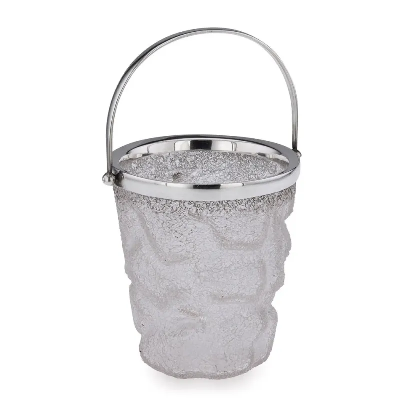 Pamono 19th Century Victorian Solid Silver & Cracked Glass Ice Bucket, 1890s> Ice Buckets & Wine Coolers