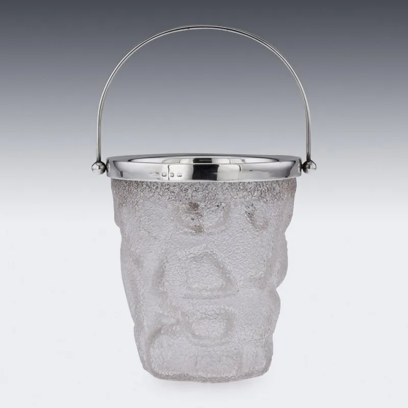Pamono 19th Century Victorian Solid Silver & Cracked Glass Ice Bucket, 1890s> Ice Buckets & Wine Coolers