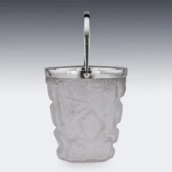 Pamono 19th Century Victorian Solid Silver & Cracked Glass Ice Bucket, 1890s><noscript><img width=