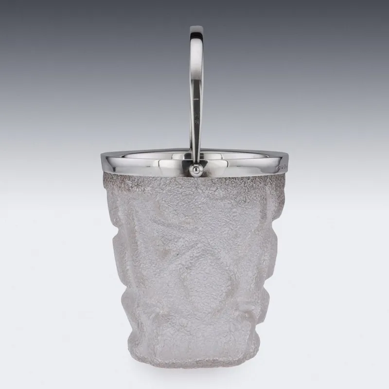Pamono 19th Century Victorian Solid Silver & Cracked Glass Ice Bucket, 1890s> Ice Buckets & Wine Coolers
