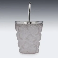 Pamono 19th Century Victorian Solid Silver & Cracked Glass Ice Bucket, 1890s><noscript><img width=