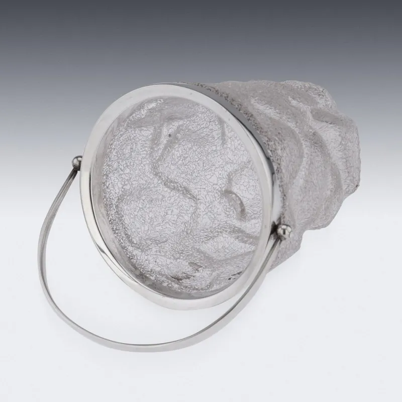 Pamono 19th Century Victorian Solid Silver & Cracked Glass Ice Bucket, 1890s> Ice Buckets & Wine Coolers