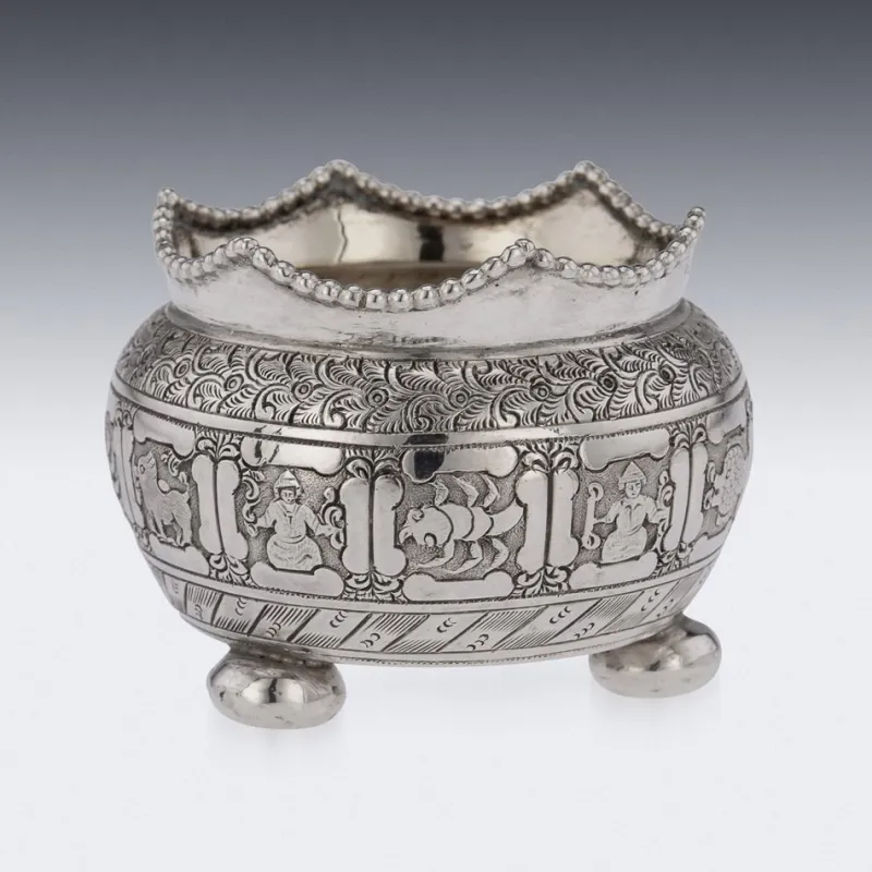 Pamono 19th Century Victorian Solid Silver Salts & Spoons, London, 1870s, Set of 6> Salt & Pepper Shakers