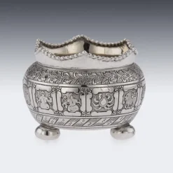 Pamono 19th Century Victorian Solid Silver Salts & Spoons, London, 1870s, Set of 6><noscript><img width=