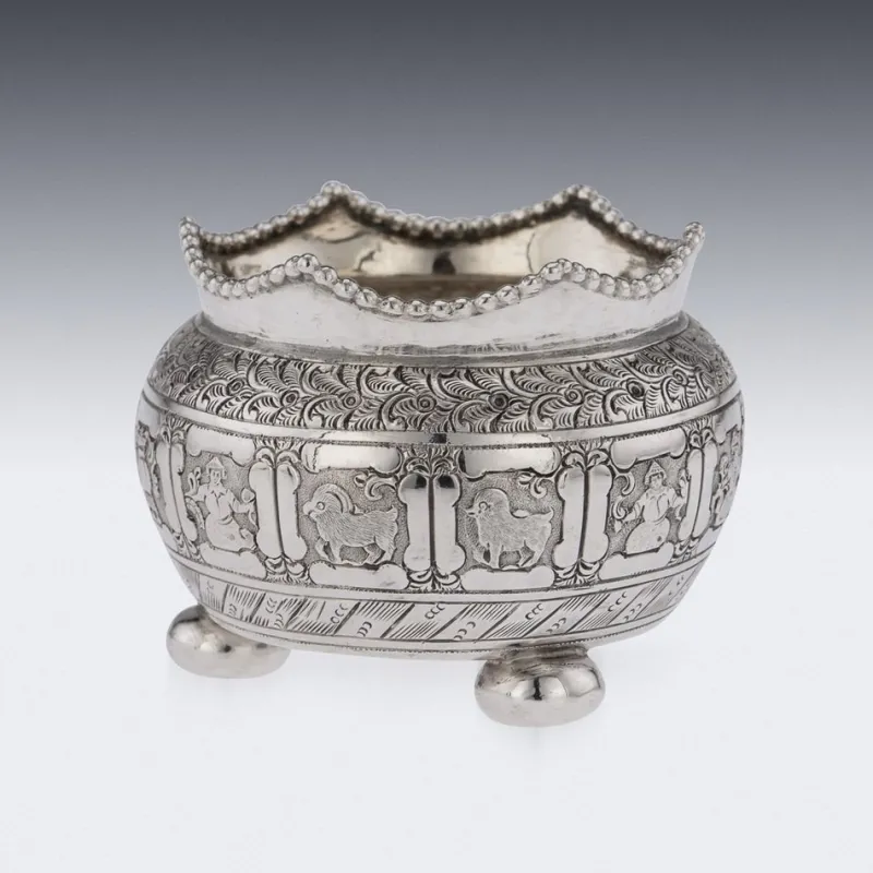 Pamono 19th Century Victorian Solid Silver Salts & Spoons, London, 1870s, Set of 6> Salt & Pepper Shakers