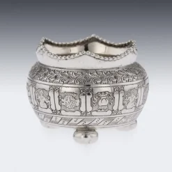 Pamono 19th Century Victorian Solid Silver Salts & Spoons, London, 1870s, Set of 6><noscript><img width=