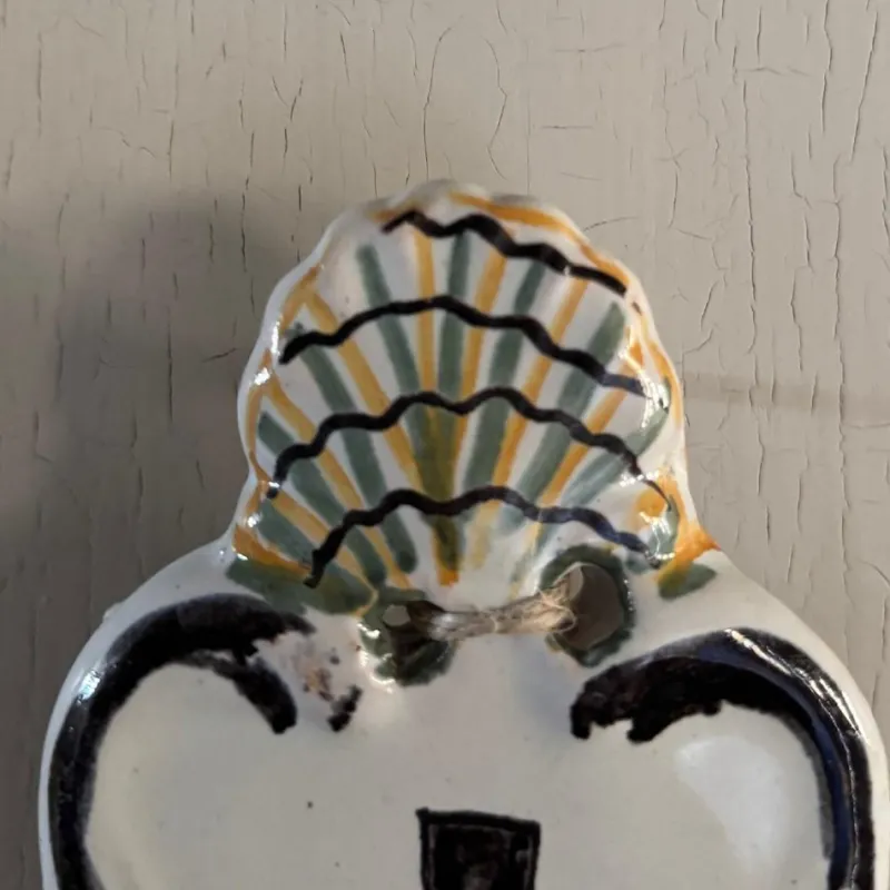 Discount Pamono 18th Century Wall-Mounted Holy Water Font in Polychrome Earthenware by by Mario Bellini from the Nevers Factory, 1970