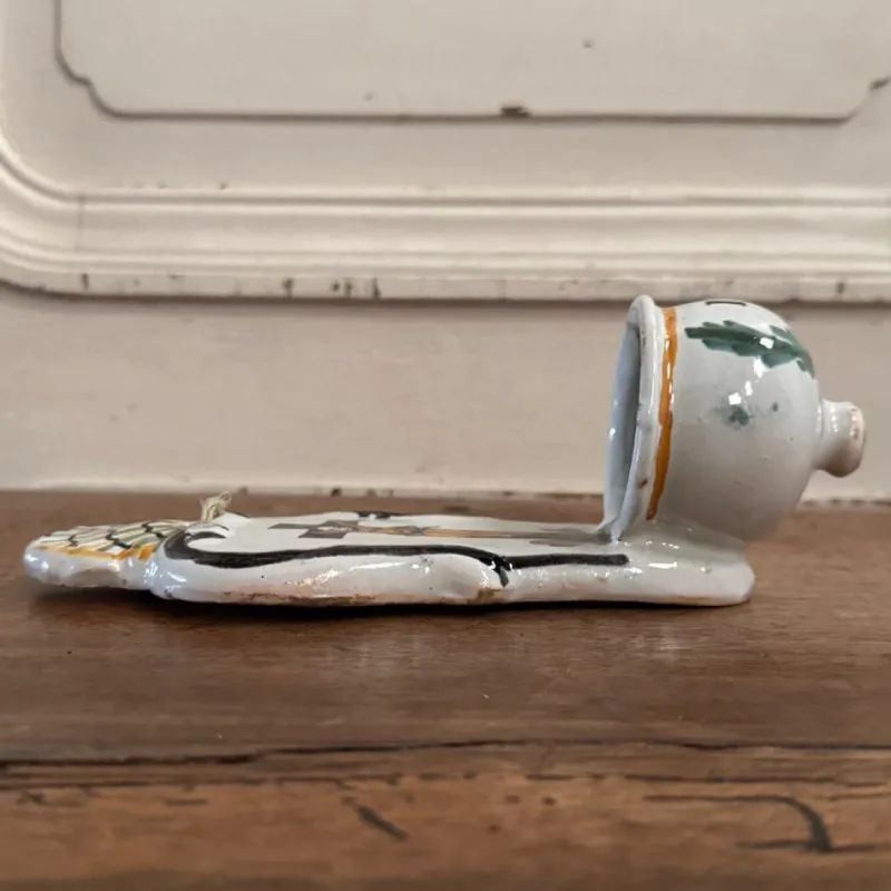 Discount Pamono 18th Century Wall-Mounted Holy Water Font in Polychrome Earthenware by by Mario Bellini from the Nevers Factory, 1970