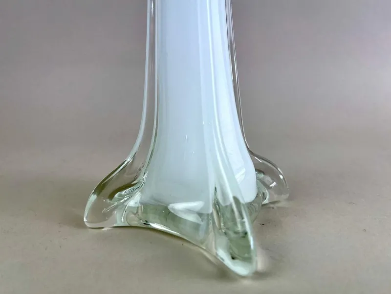 Pamono 20th Century White and Clear Murano Glass Long Neck Vase, Italy, 1960s> Vases