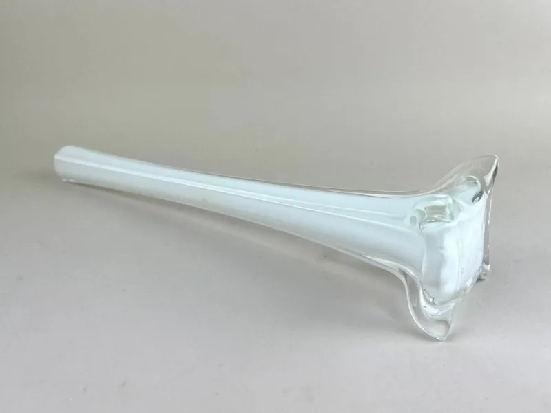 Pamono 20th Century White and Clear Murano Glass Long Neck Vase, Italy, 1960s> Vases