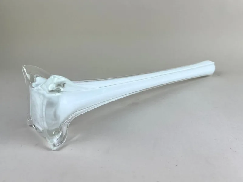 Pamono 20th Century White and Clear Murano Glass Long Neck Vase, Italy, 1960s> Vases