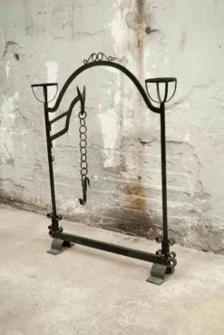 Pamono 20th Century Wrought Iron Rustic Support Element with Chains, Spain><noscript><img width=