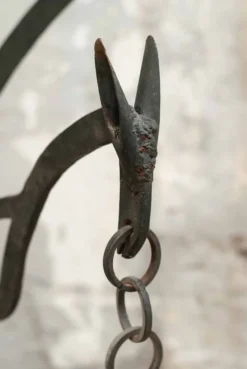 Pamono 20th Century Wrought Iron Rustic Support Element with Chains, Spain><noscript><img width=