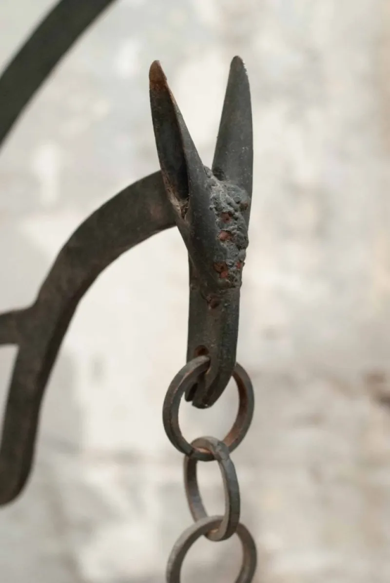 Pamono 20th Century Wrought Iron Rustic Support Element with Chains, Spain> Fireplaces And Mantels