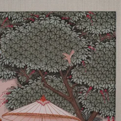 Pamono Thai Artist, Far Eastern Scene, Gouache, 1980s, Framed><noscript><img width=