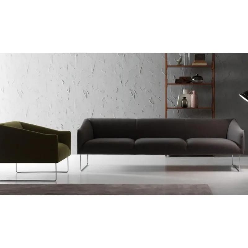 Best Pamono Thank Two-Seater Sofa in Chromed Metal and Upholstery by Quinti Sedute
