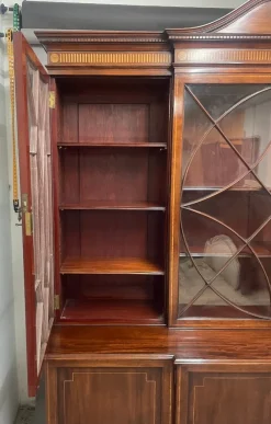 Pamono 19th Century Inlaid Mahogany Breakfront Bookcase, 1880s><noscript><img width=