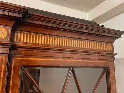 Pamono 19th Century Inlaid Mahogany Breakfront Bookcase, 1880s><noscript><img width=