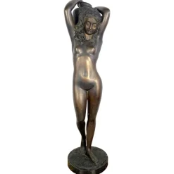 Pamono 20th-Century Large Bronze Sculpture of a Nude Young Lady Carrying a Water Urn> Art Deco