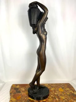 Pamono 20th-Century Large Bronze Sculpture of a Nude Young Lady Carrying a Water Urn><noscript><img width=