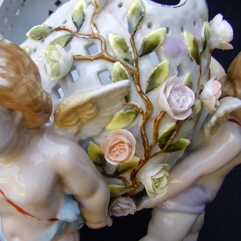 Pamono 19th-Century Viennese Porcelain Figural Cherub Jardinière or Centrepiece Bowl> Bowls