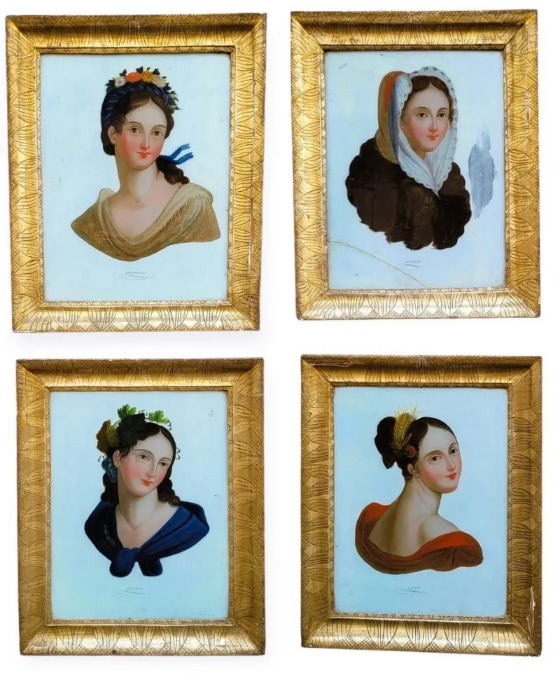 Pamono The 4 Seasons Allegories, 19th Century, Prints, Framed, Set of 4> Prints & Multiples
