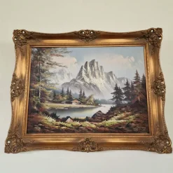 Pamono The Alps, 1980s, Oil on Canvas, Framed><noscript><img width=