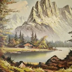 Pamono The Alps, 1980s, Oil on Canvas, Framed><noscript><img width=