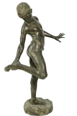 Clearance Pamono The Child and the Crab, 19th Century, Patinated Bronze Sculpture