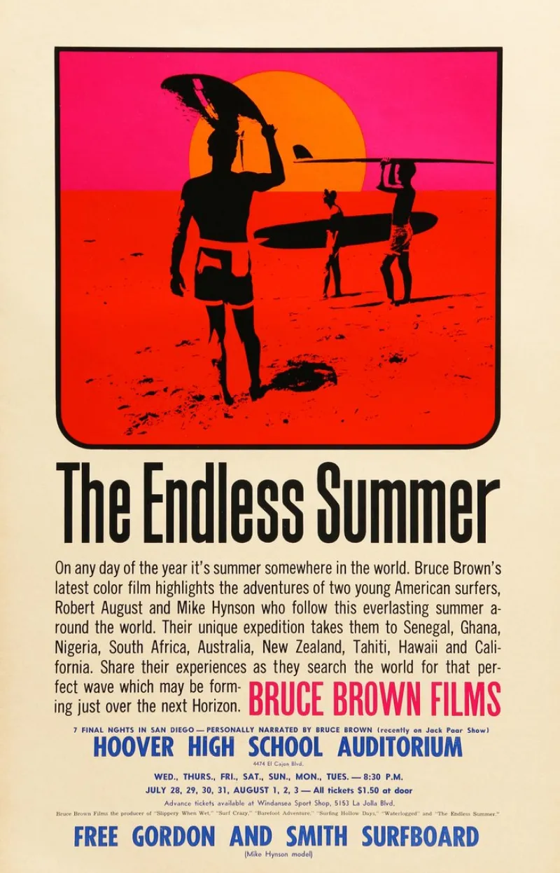 Outlet Pamono The Endless Summer Original US Film Poster by John Van Hamersveld, 1965