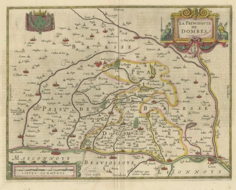 Pamono The Principality of Dombes by Jan Jansson, 1636> Wall Decor