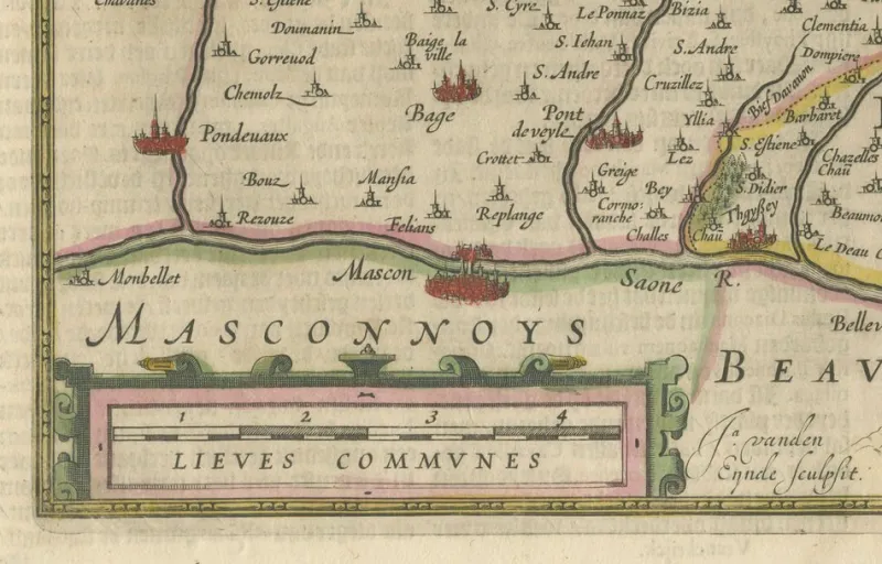 Pamono The Principality of Dombes by Jan Jansson, 1636> Wall Decor