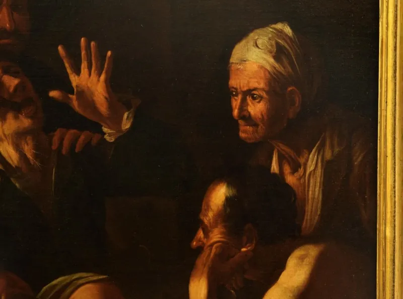 Pamono The Tooth-Puller (Il Cavadenti) - Oil on Canvas by Follower of Caravaggio Late 17th Century> Old Masters